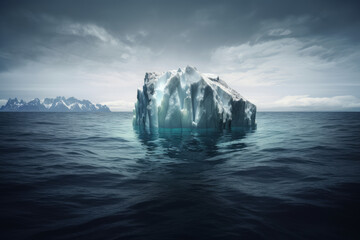Fototapeta na wymiar Melting iceberg, hidden danger and global warming concept, Generative ai