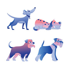 Vector design of different cartoon dogs