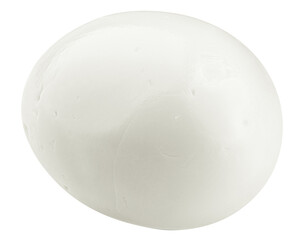 boiled egg without shell, isolated on white background, full depth of field