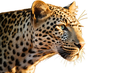 close up of a African Leopard Side view - Transparent background- animal art made with Generative AI