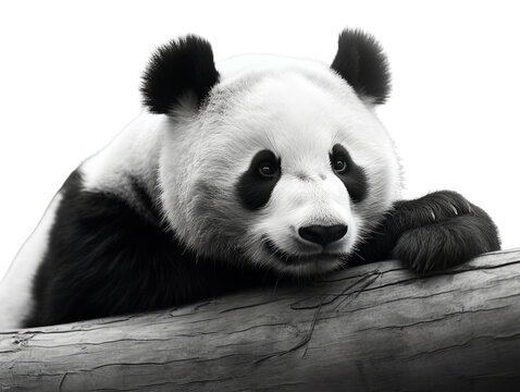 Giant panda is relaxing - Close-up of the face -Transparent background- animal art made with Generative AI 