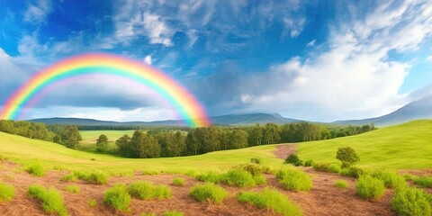 rainbow over field Ai generatiave
