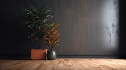 Fototapeta na wymiar Empty Wall With Plants