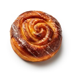 Fototapeta premium Cinnamon bun isolated on white background Generative AI