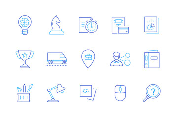 Business and strategy - set of modern line design style icons