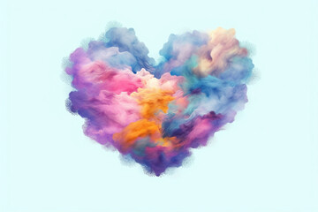 Pastel Heart Cloud. love and wonder concept with a heart-shaped cloud floating amidst a dreamy pastel sky. Ai generated