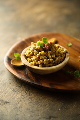 Homemade olive tapenade with sun dried tomatoes