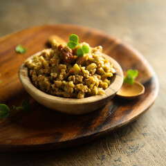 Homemade olive tapenade with sun dried tomatoes