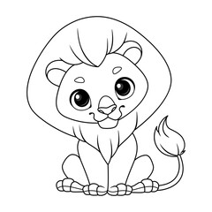 Cute lion coloring page cartoon vector illustration