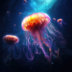 spirit animal jelly fish in the ocean - by generative ai