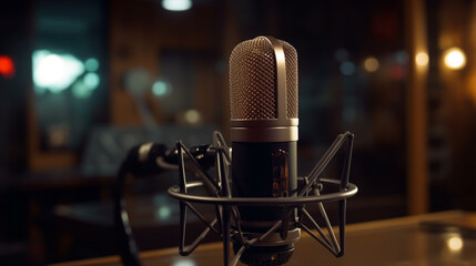 Studio microphone in the hall. Generative AI