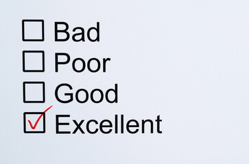 Tick the excellent box on customer feedback form