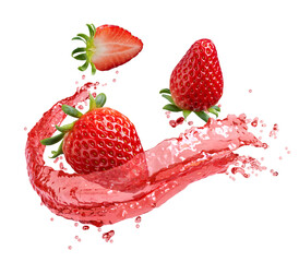 Strawberry juice with fruits splash