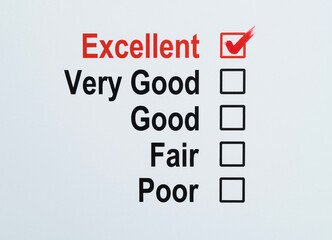 Tick the excellent box on customer feedback form