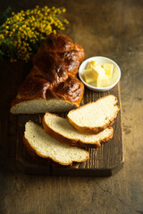 Homemade bread served with butter