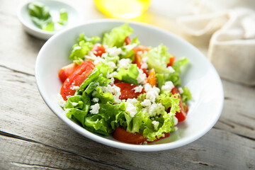 Healthy vegetable salad with Feta cheese