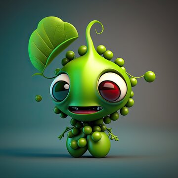 3d render of cartoon style character edmame creature , bean