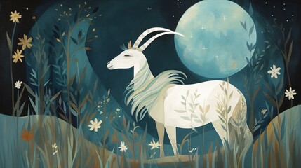 Capricorn Zodiac symbol wallpaper background design, star sign, goat, night sky, Generative AI - obrazy, fototapety, plakaty