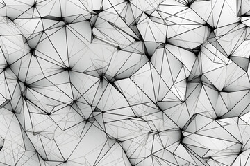 Abstract Artistic background composed of intricate triangulations and delicate black lines on a light backdrop. Ai generated