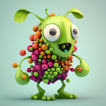 3d render of cartoon style character edmame creature , bean