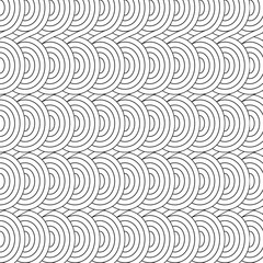 seamless pattern with circles, ovals, abstract background illustration on a white background with black lines. Geometric line vector.