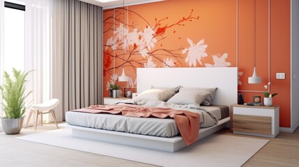 interior of a bedroom,apartment comfortable bedroom, ai generative