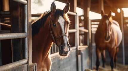 horse in the stable, ai generative - obrazy, fototapety, plakaty