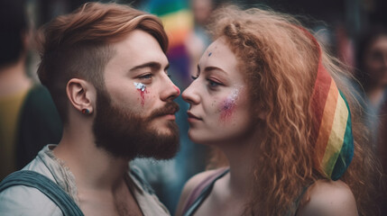 Naklejka premium Embracing Love: LGBTQ+ Couple - Love is Love, LGBTQ+ couple, Love, Connection, Authenticity, Gay, Tender moments, Affection, Inclusivity, Relationship, Diversity, Acceptance, Support, Pride
