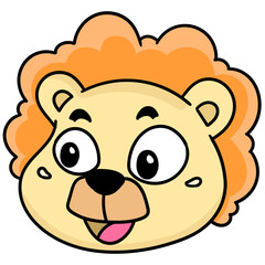 Cartoon doodle of a smiling yellow and orange lion