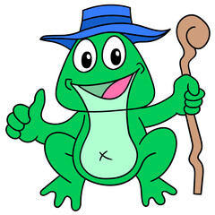 Colorful vector illustration of a cute cartoon frog