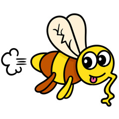 Colorful vector illustration of a cute cartoon bee