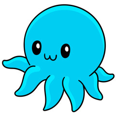 Colorful vector illustration of a cute cartoon octopus