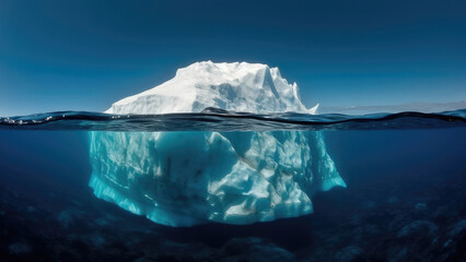 Iceberg in the sea under and above the water, Generative AI