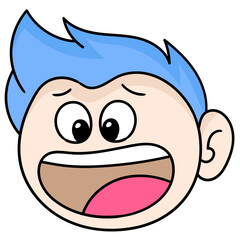 Vector of boy opening his mouth with a surprised expression