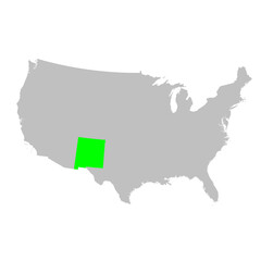 Fototapeta premium Vector map of the state of New Mexico highlighted in Green on a map of the United States of America.