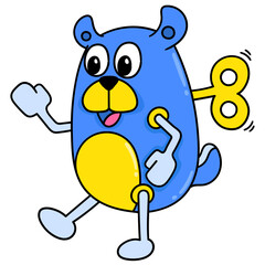 Vector of blue toy running in white background