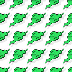 Seamless vector of green clouds in white background