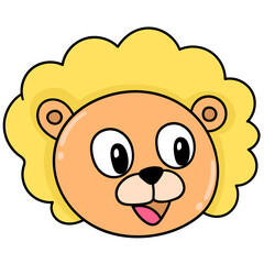 Vector of lion head with happy laughing face