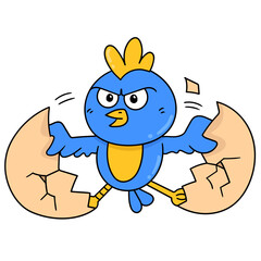 Vector of rooster hatching from eggs