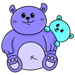 Vector of bear parent and child with smile isolated in white background
