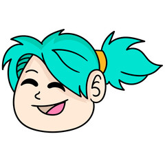 Vector of a cartoon doodle of a girl's face over a white background