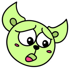 Editable cartoon style doodle of a frustrated animal with sharp ears