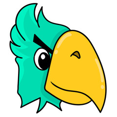 Vector illustration of a cartoon parrot isolated on a white background