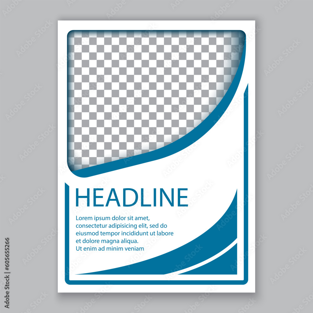Poster editable printout template design in blue with a space for headline and text