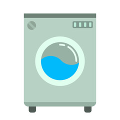 Digital render of a gray washing machine sign on a white background