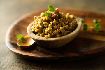 Homemade olive tapenade with sun dried tomatoes