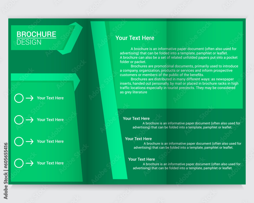 Poster editable brochure template design in green with a space for text