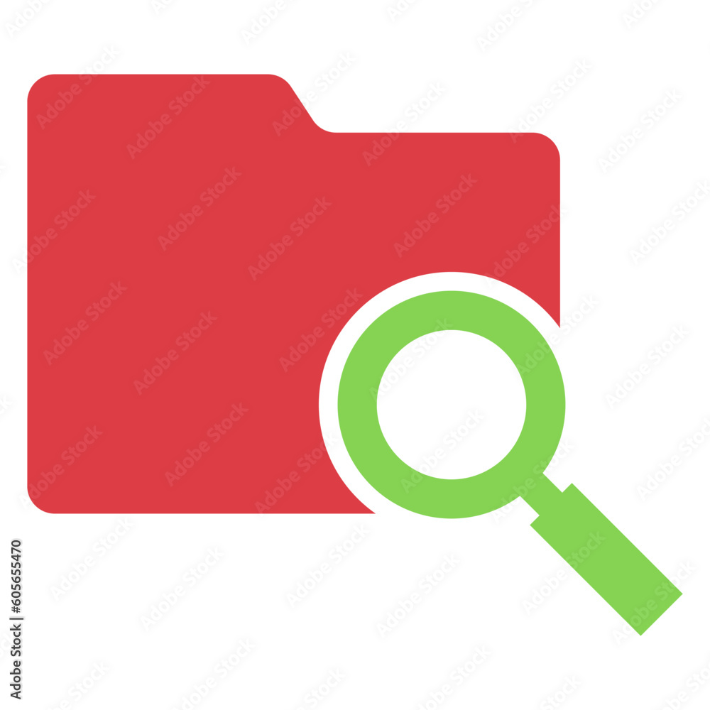 Poster flat design of a search icon on a document folder icon
