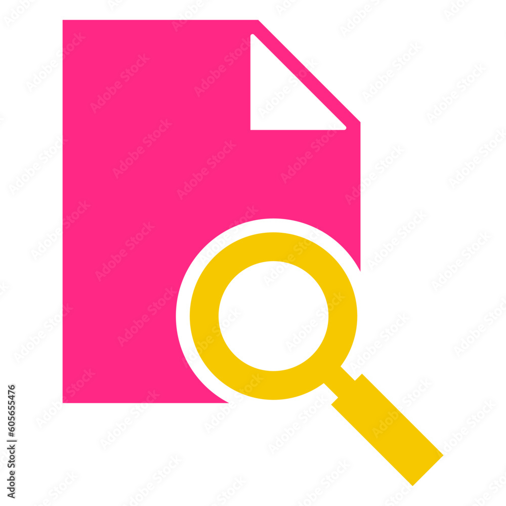 Poster flat design of a search icon on a file icon