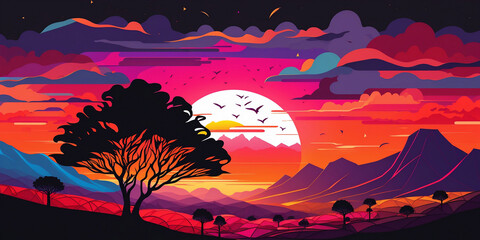 sunset over the mountains